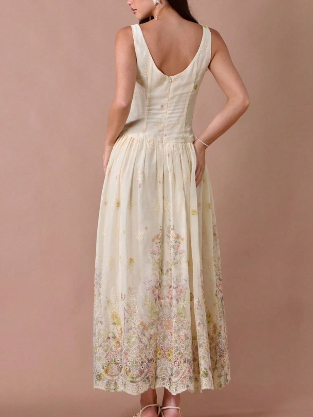 Multicolor Romantic Women's Elegant Floral Print Long Dress - Picture 7 of 7